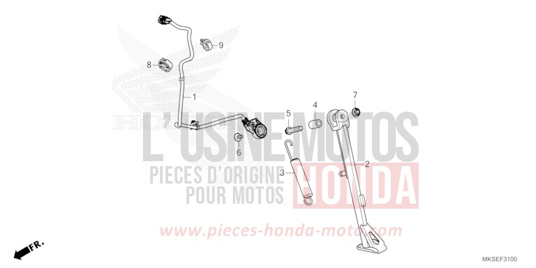 BEQUILLE LATERALE de Africa Twin DCT DARKNESS BLACK METALLIC (NH463) 2021